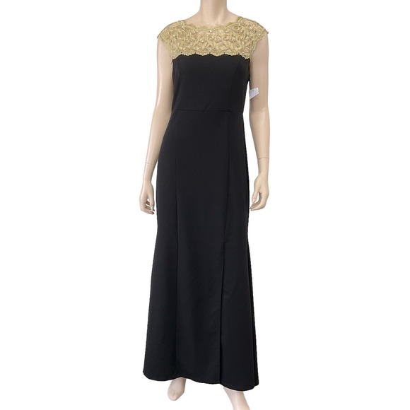 SL Fashions Dress Women Size 8 Black Lace Front Long Gown Formal NWT